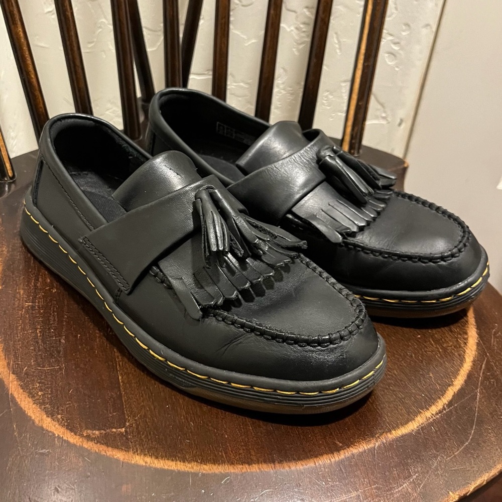 Dr. Martens Edison Black Leather Tassel Loafer Lightweight Slip On Size 7